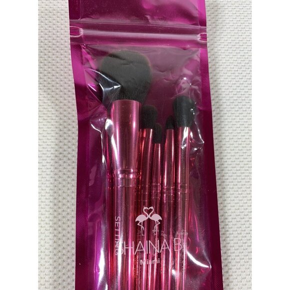 Shaina B Miami 5-Piece Makeup Brush Set B Fab In Pink Face Blush Eyeshadow NEW - Picture 3 of 4